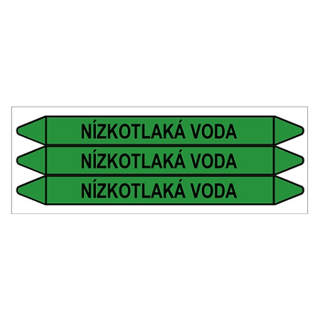 Značení potrubí, nízkotlaká voda,3 ks, 355 × 37 mm